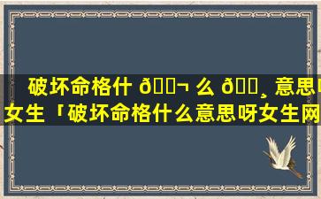 破坏命格什 🐬 么 🕸 意思呀女生「破坏命格什么意思呀女生网名」